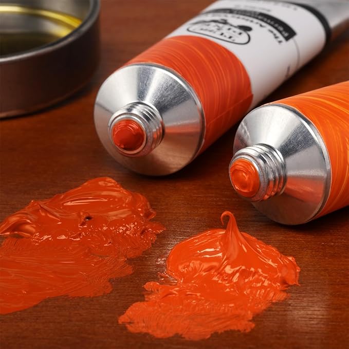 Tusc & Pine Artist Oil Paint - Permanent Orange Medium, 150 ml, Non-Yellowing, Rich & Creamy Consistency, Maximum Pigment Load, Small Batch Milled Oil Paints Made in the USA for Professional Artists