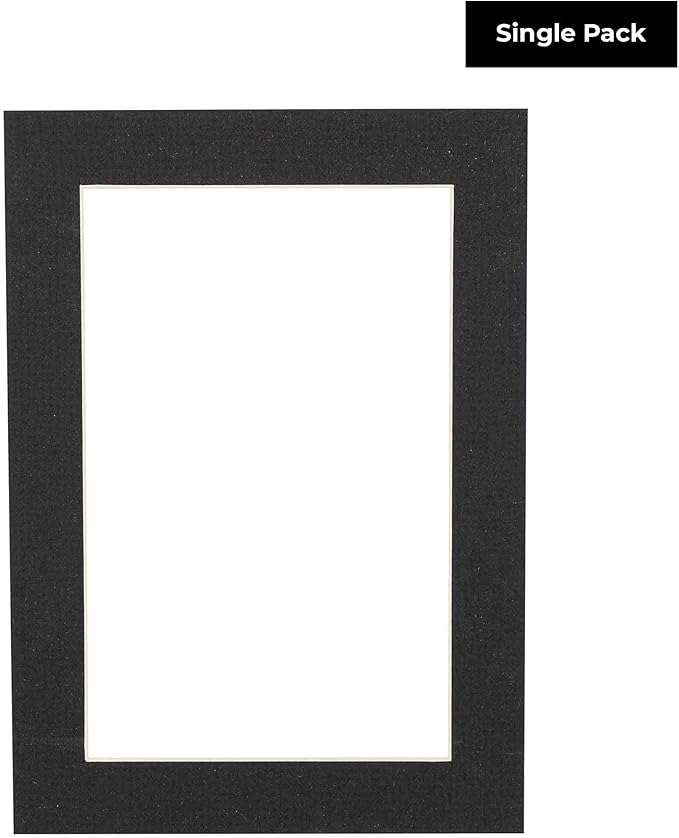 8x10 Mat Bevel Cut for 5x8 Photos - Acid Free Textured Black Precut Matboard - For Pictures, Photos, Framing - 4-ply Thickness