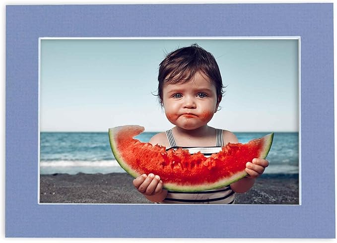 8.5x11 Mat Bevel Cut for 7x9 Photos - Acid Free Brittany Blue Precut Matboard With Backing Board and Crystal Clear, Self Seal Photo Mat Bag - For Pictures, Photos, Framing - 4-ply Thickness