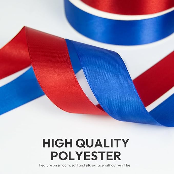 KMER LIFE 1 inch Wide x 50 Yards Polyester Satin Ribbon - Silvery Single Faced, Perfect for Wedding Decor, Wreath, Crafts, Gift Wrapping & Other Projects