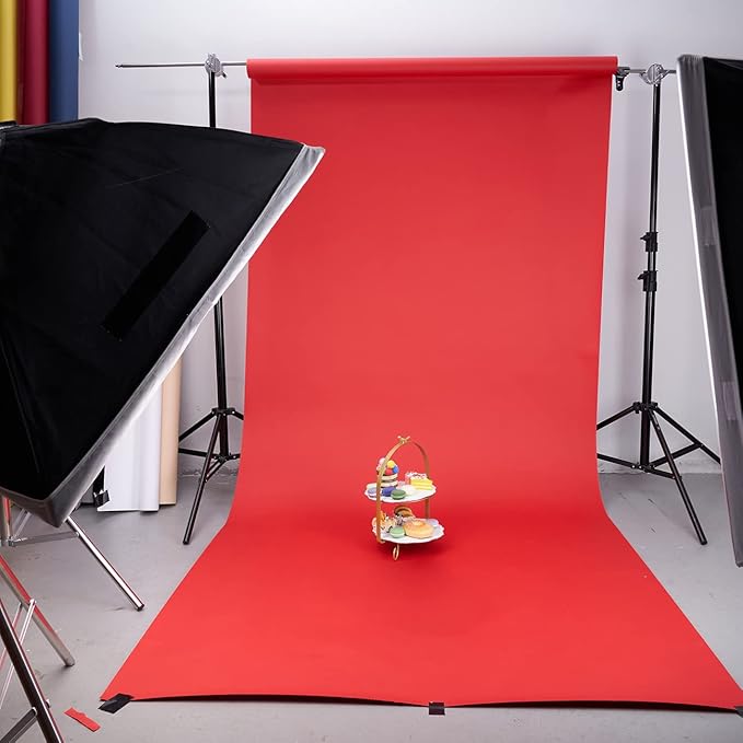 Yizhily Seamless Photogrphy Background Paper, Paper Backdrop Roll for Photoshoot, 53" x16', Scarlet