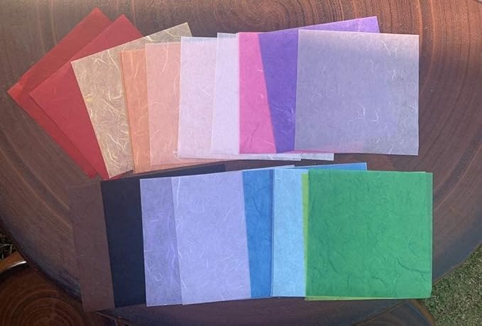 50 Sheets 6 x 6 Inches Natural Fiber Mulberry paper Sheets Square Origami Paper Arts Folding Craft, Decoration Paper, Square Folding Paper for DIY Crafts (Mixed Colors Rice Straw etc.,, 6 x 6)
