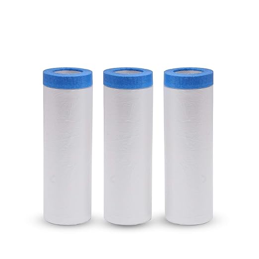 VECOPE 3-Piece Set,Pre- Masking Film Protection Covering Cloth Tape | for Automotive Covering Painting Paint Masking (5-Feet X 65-Feet)