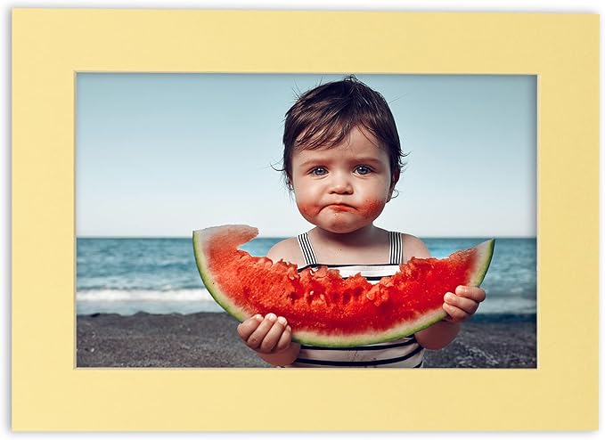 5x7 Mat for 8.5x11 Frame - Precut Mat Board Acid-Free Soft Yellow 5x7 Photo Matte For a 8.5x11 Picture Frame, Premium Matboard for Family Photos, Show Kits, Art, Picture Framing, Pack of 10 Mats
