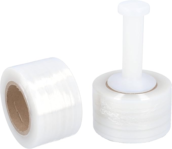 PSBM Mini Stretch Wrap with Handle, 18 Pack, 3 Inch x 1000 Feet, 63 Gauge, Clear High Performance Small Plastic Cling Film for Pallets Moving Storing