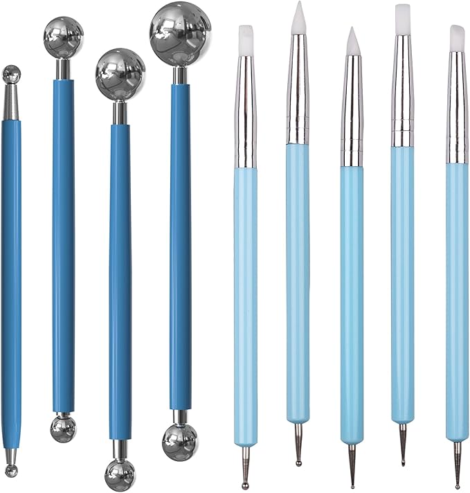 Dotting Tools, Silicone Clay Sculpting Tool, Ceramic Clay Ball Stylus Dot Painting Tools, Pottery Embossing Tool for Rock, Nail, Blending, Drawing, Modeling
