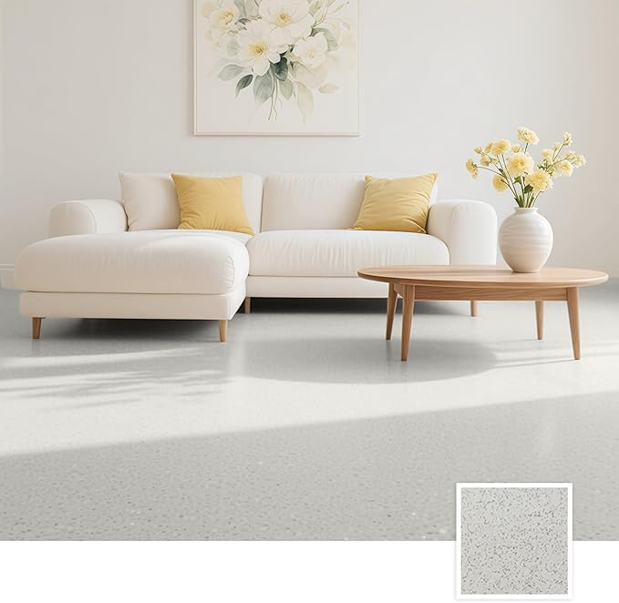 Epoxy Colored Sand Floor Paint, Epoxy Floor Paint High Gloss Marble Effect Coating for Indoor and Outdoor, Wear-resistant and non-slip Self-leveling Coating Yellow 176OZ(5KG)
