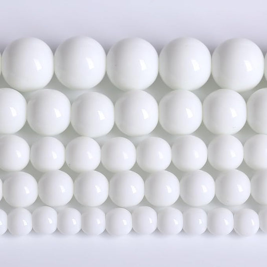 4MM Natural Stone White Porcelain Agate Beads Round Loose Stone Beads for Jewelry and Bracelets Making 180pcs 2 Strands 32"