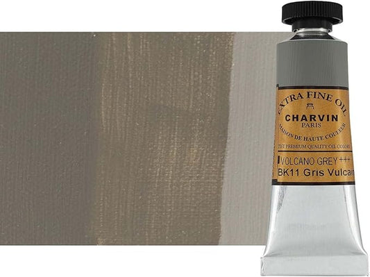Charvin Extra Fine Oil Paint, Vulcain Grey 20 ml - Triple-Milled, Rich Texture, Poppy Oil-Based, Light-Fast, Handmade, Archival Quality