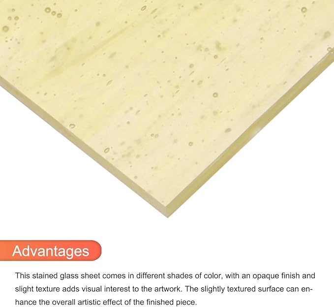 MECCANIXITY 2 Pcs Stained Glass Sheet Mosaic Tile 7.9 Inch x 5.9 Inch Khaki Stained Glass Sheets for Crafts DIY Art Project