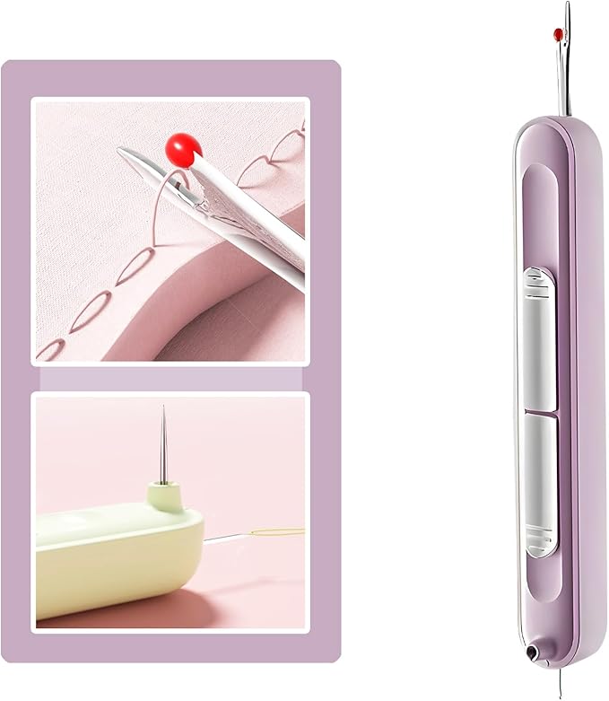 Upgraded 2 in 1 Automatic Needle Threaders Seam Ripper,Quilting Supplies Sewing Kit,Quick Sewing Machine Loop Needle Threaders (1PCS-Purple)