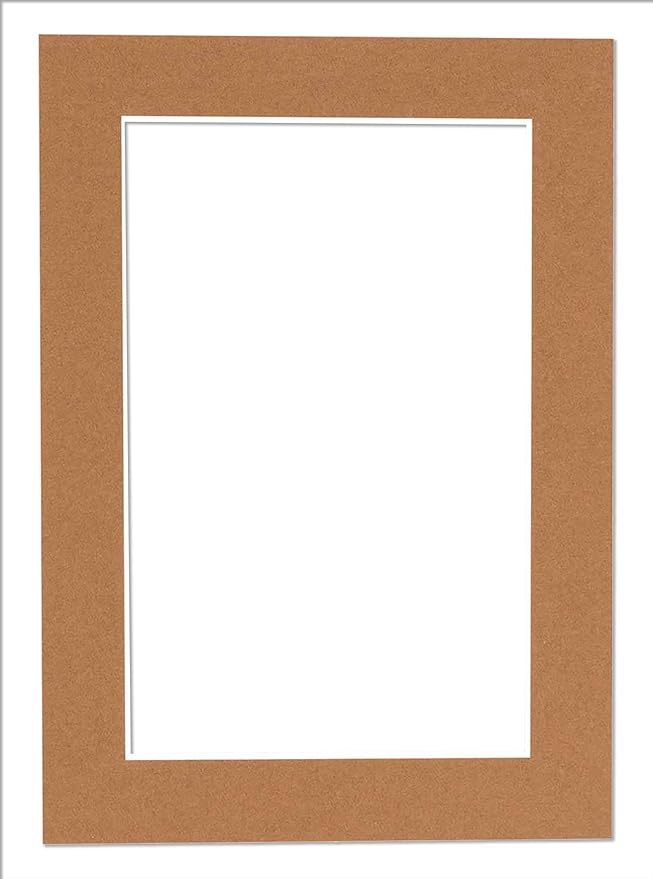8x10 Mat Bevel Cut for 5.5x8.5 Photos - Acid Free Aged Oak Brown Precut Matboard With Backing Board and Crystal Clear, Self Seal Photo Mat Bag - For Pictures, Photos, Framing - 4-ply Thickness