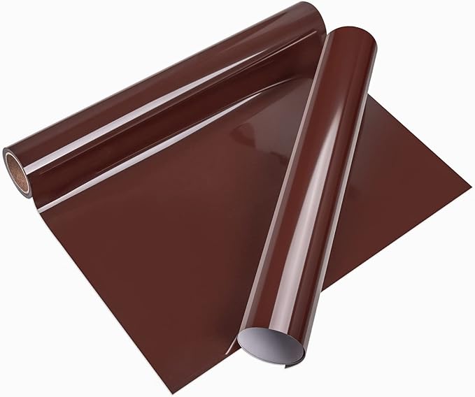 VINYL FROG Heat Transfer Vinyl Roll HTV Vinyl - 12" x5ft Brown Iron on Vinyl for T-Shirts, Heat Press Vinyl for DIY Craft Designs (Brown)