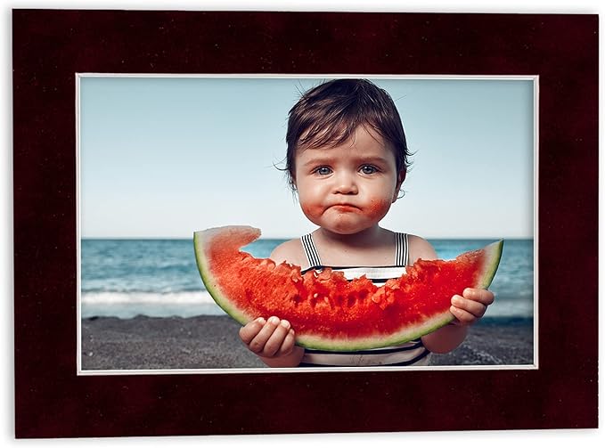8x10 Mat Bevel Cut for 5.5x8.5 Photos - Acid Free Dark Red Suede Precut Matboard - For Pictures, Photos, Framing - 4-ply Thickness