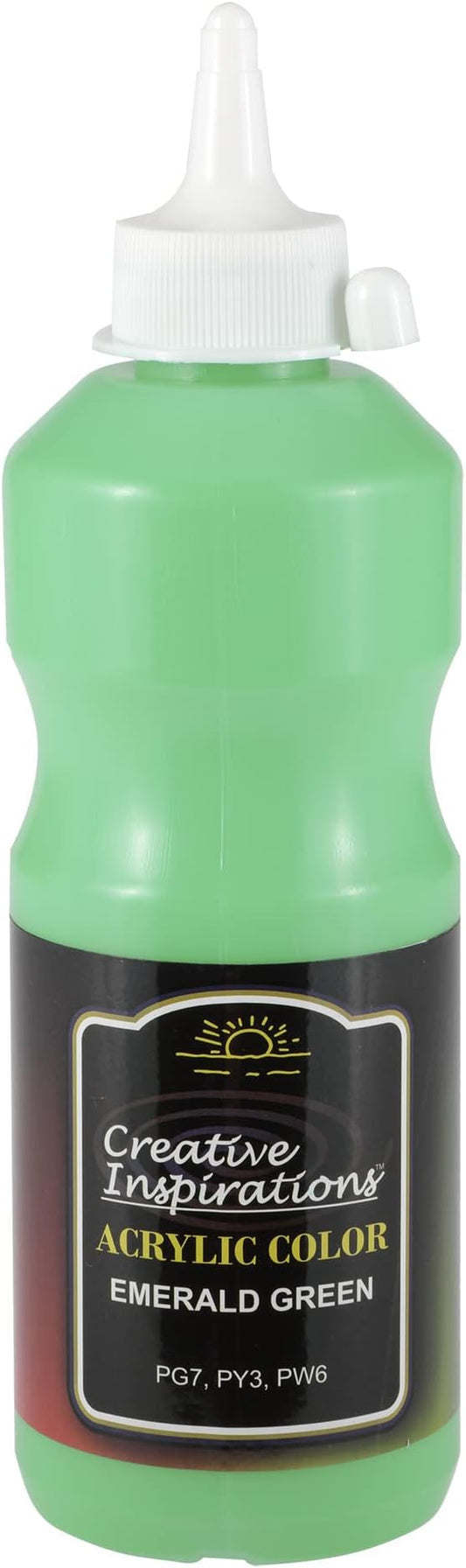 Creative Inspirations Acrylic Paint - Emerald Green - 500 mL Bottle - Smooth & Creamy Consistency, Vibrant Pigmentation, Great Coverage for Artists - Clean Up with Soap & Water