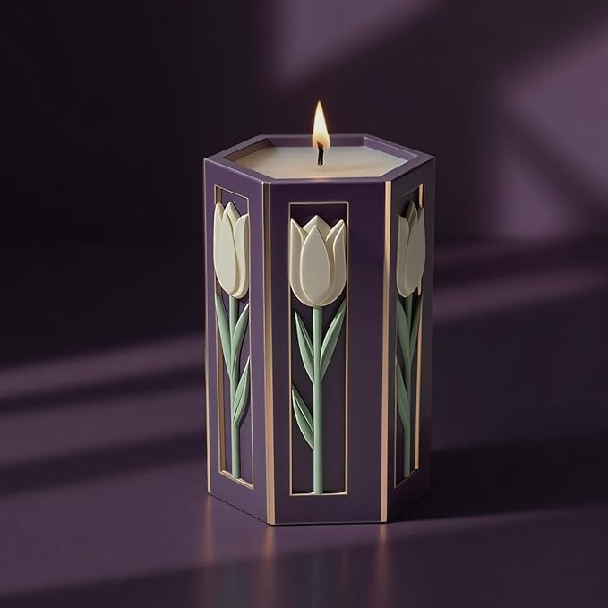 Tulip Flower Candle Molds,3D Floral Silicone Molds Pillar Candles Mold for Resin Casting Soap Making - DIY Wedding Decor Home Craft Supplies