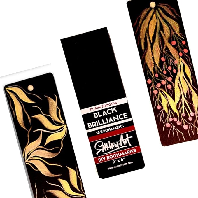 300GSM Deep Black Bookmark Sketchpads, Suitable for Acrylics & Mixed Media for Professional Artists (Pack of 2)