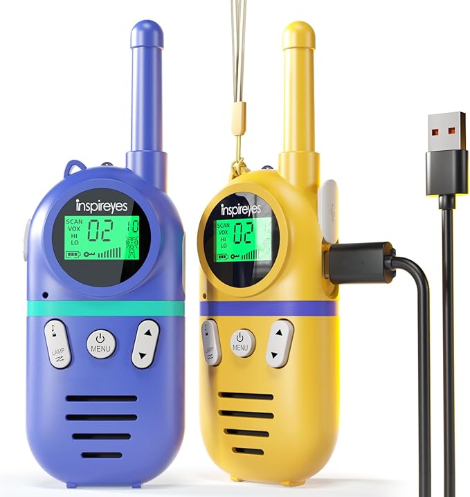 Walkie Talkies for Kids Rechargeable,Toys for Boys and Girls Ages 3-12, 2 Pack Long Range 2-Way Radios, Birthday Gifts,Christmas Stockings, Outdoor Play, Family Games, Hiking Camping Gear