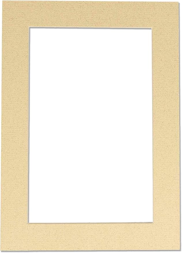 8x10 Mat Bevel Cut for 5.5x8.5 Photos - Acid Free Tan Precut Matboard With Backing Board and Crystal Clear, Self Seal Photo Mat Bag - For Pictures, Photos, Framing - 4-ply Thickness