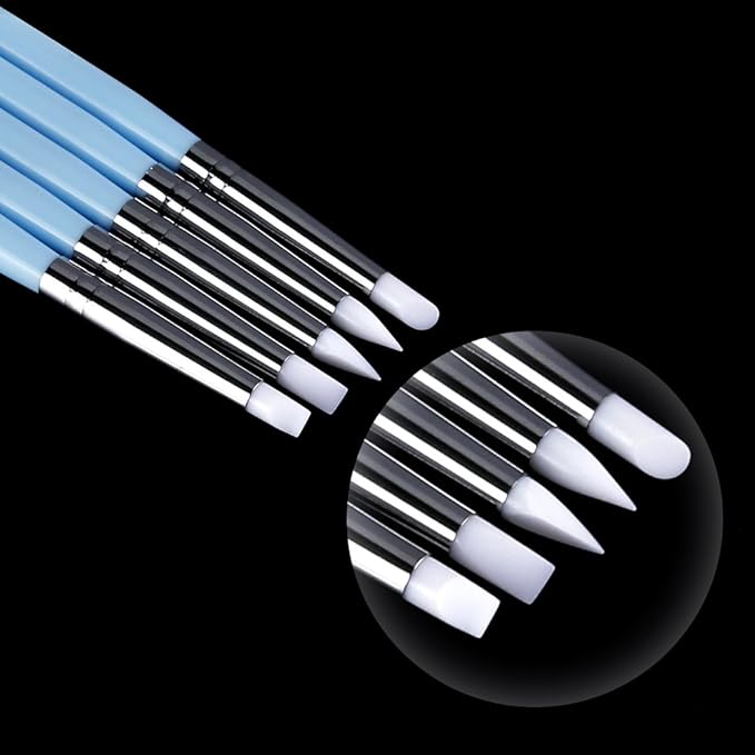 Caydo 9 Pieces Stylus Tools, 5 Pieces 2 Way Total 10 Different DIY Silicone and Ceramic Clay Indentation Tool and 4 Pieces Double-Ended Metal Ball Tools