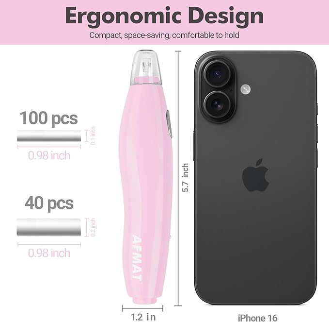 AFMAT EE04PK Electric Eraser, with 140 Eraser Refills, Rechargeable Pencil Erasers for Artists, Electric Erasers for Drafting, Drawing, Painting, Sketching, Architectural Plans, Detailer Tool-Pink