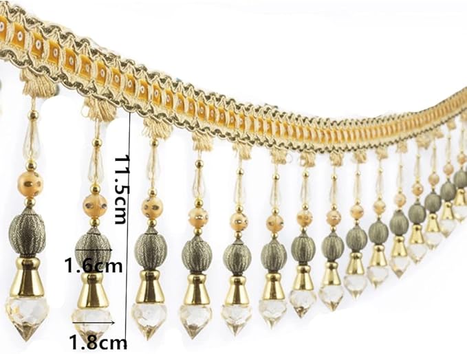 3yards Beading Fringe Trimming Long Beads Tassel Curtain Trim Ribbon Trim for Cover Edge Decorative (Orange)