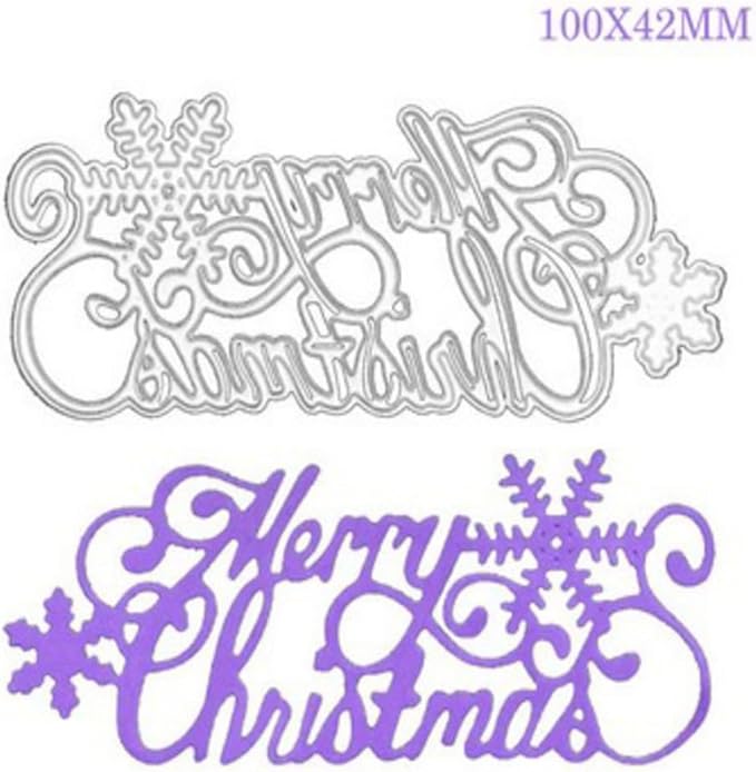 Mvchifay Cutting Dies Happy Birthday Metal Stencils Scrapbooking Tool DIY Emboss Paper Card Making (Merry christmas-10x4.2cm)