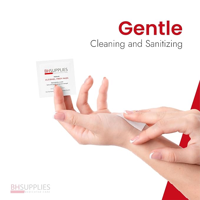BH Supplies Alcohol Prep Pad Sterile, Medium 2-Ply, 400 Count - Saturated with 70% Alcohol
