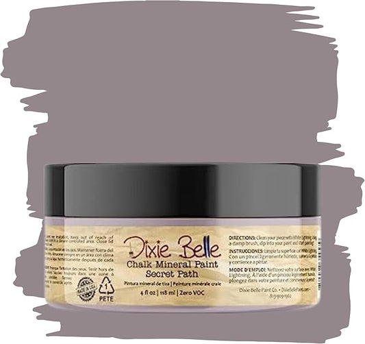 Dixie Belle Paint Company Chalk Finish Furniture Paint - Secret Path (4oz) - Matte Dusty Lilac Chic Chalk Mineral DIY Furniture Paint