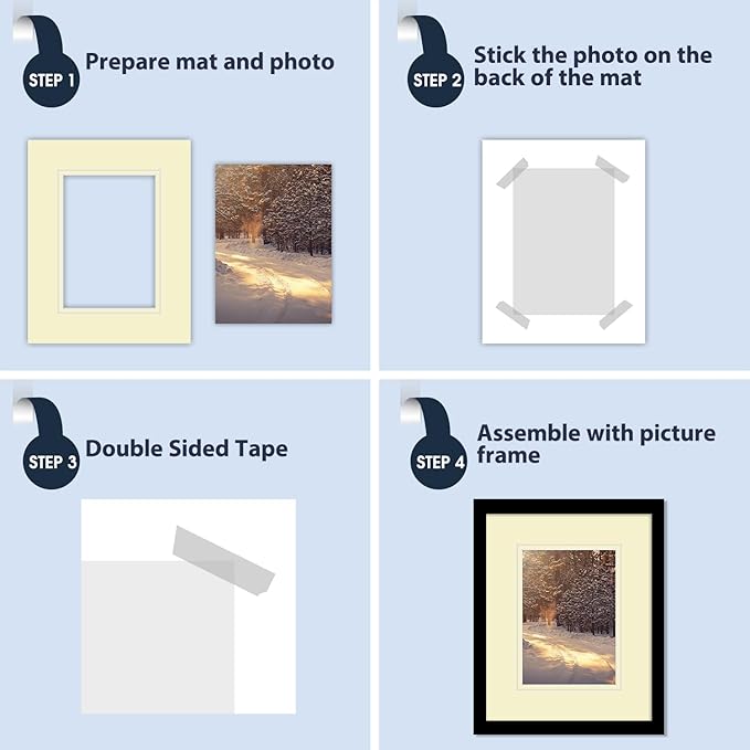 Mat Board Center, Double Mat - Acid Free, 8-ply Thickness, White Core - for Pictures, Photos, Framing (Ivory Over Ivory, 8x10 for 5x7, Pack of 5)