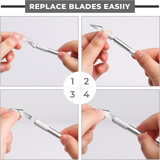 DIYSELF 23 Pack Scrapbooking Tools, Exacto Knife Craft Knife Precision Carving Hobby Knife Kit, 20 Spare Art Knife Blades for Art, Scrapbooking, Stencil