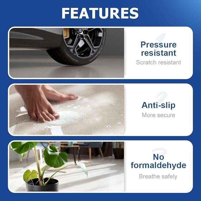 Epoxy Colored Sand Floor Paint, Epoxy Floor Paint for Concrete, High Gloss Marble Effect Coating, Waterproof Non-Slip Concrete Paints, Suitable for Indoor/Outdoor Use (Light Blue,640 oz/20 kg)