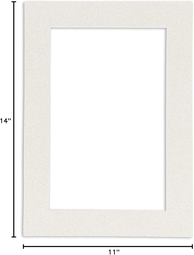 Pack of 25 Acid Free 11x14 Mats Bevel Cut for 8.5x11 Photos - Oyster Shell White Precut Matboards With Backing Boards and Clear Photo Mat Bags For Pictures, Photos, Framing - 4-ply Thickness