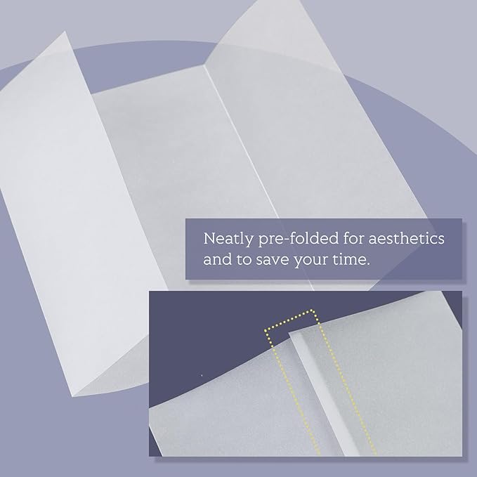 Vellum Paper 5x7 Pre-Folded - Goefun 120 Sheets Vellum Jackets for 5x7 Invitations 115GSM Translucent Paper for Invitations Wraps, Greeting Cards, Envelope Liners, Wedding, Baby Shower (Pack of 2)