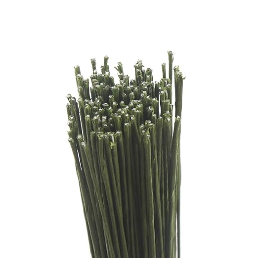 CCINEE 22 Gauge Dark Green Floral Wire Stem for Flower Arrangement Craft Supply,16 Inch,150PCS