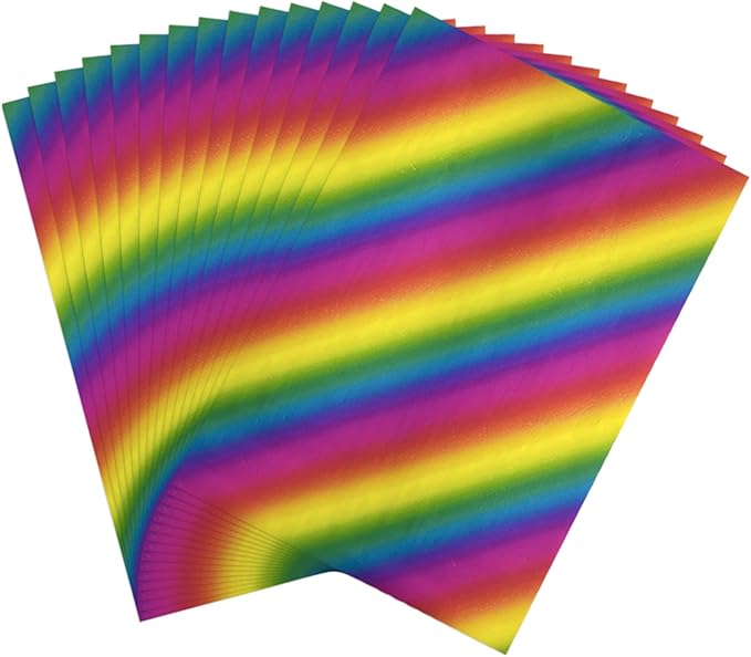 Briartw 20x29cm Hot Foil Paper 50 Sheets Pack Toner Reactive Foil Hot Stamping Foil Paper by Laser Printer and Laminator for Scrapbooking Craft Cardmaking DIY Album (Rainbow, 50 Sheets)