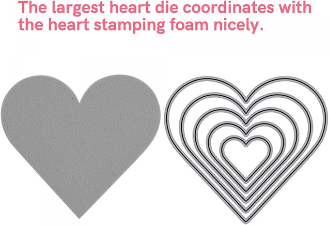 BAOFALI 9 Pcs Heart Cut Stamping Foam Grey Moldable Foam Stamps Plastic Dry Foam Stamp Pad Cut and Dry Foam Stamping Foam Block for Sculpture, Modeling, DIY Arts and Handicrafts Projects