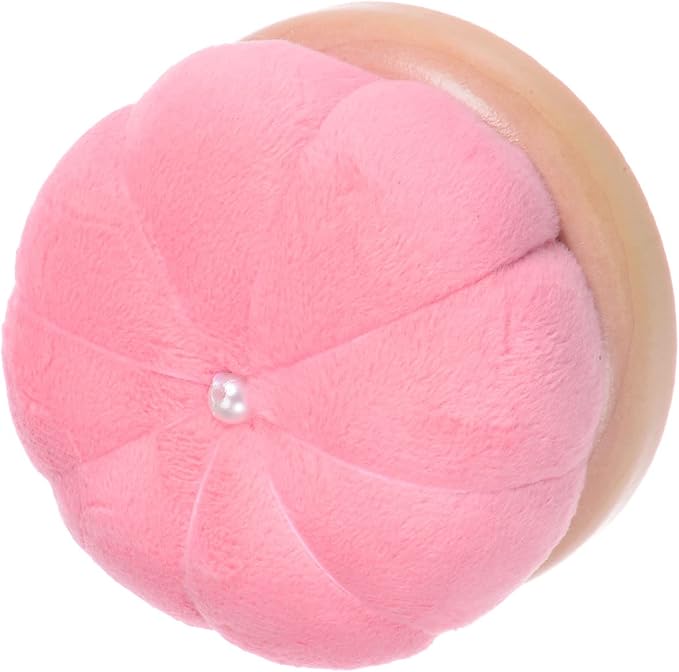 HARFINGTON Wooden Base Needle Pincushions Japanese Style Pin Cushions Round Pin Cushion Needle Holder for Sewing Quilting Needlework DIY Crafts, Pink