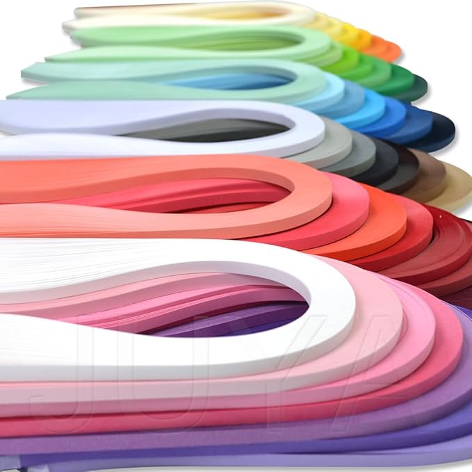 JUYA Single Color Paper Quilling Strips Set 42 Colors 100 Strips per Pack 2/3/5/7/10 mm Width Available 42 colors, width 5 mm (0.20 in)