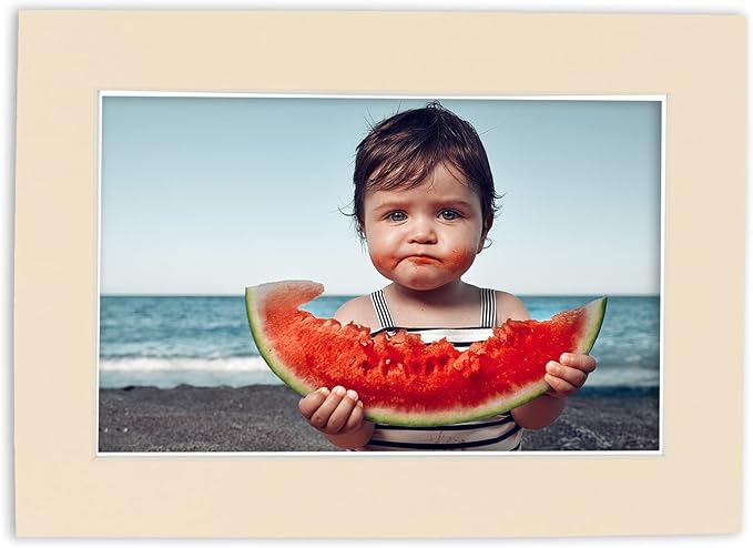 8x10 Mat Bevel Cut for 5.5x8.5 Photos - Acid Free Cream Precut Matboard with Backing Board and Crystal Clear, Self Seal Photo Mat Bag - for Pictures, Photos, Framing - 4-ply Thickness