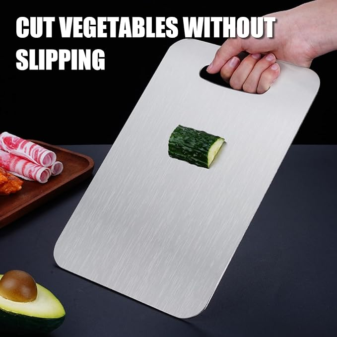 Cutting Board Double Sided,2 Pcs Vegetable Board With Sharpening Stone,Large Size+Small Size,Food Grade Stainless steel and Wheat straw PP Material,Eco-Friendly (16x10)