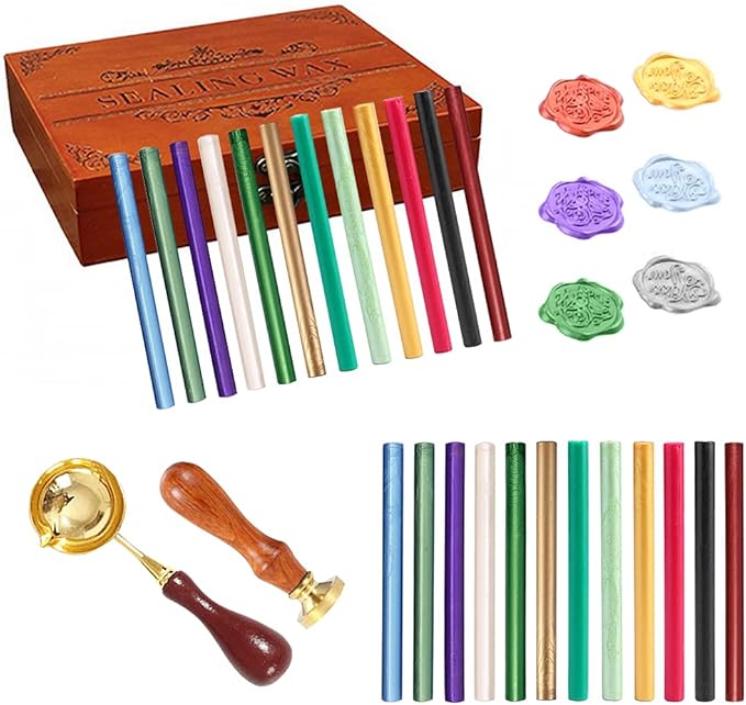 Wax Seal Sticks, Afobby 15 Pieces Glue Gun Sealing Wax Sticks for Wax Seal Stamp, Gold Wax Sealing Sticks for Wedding Invitations, Cards, Envelopes