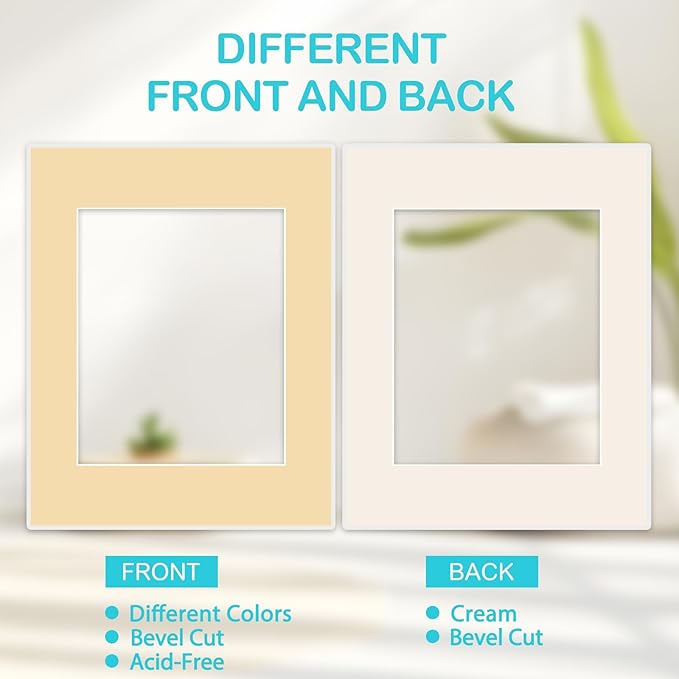 Prudiut 15 Pack 8x10 Picture Mats, Mixed Colors Frame Mattes for 5x7 Pictures Photo Frame Mat Core Bevel Cut Mat Board Show Kit for Photos, Prints, Artworks