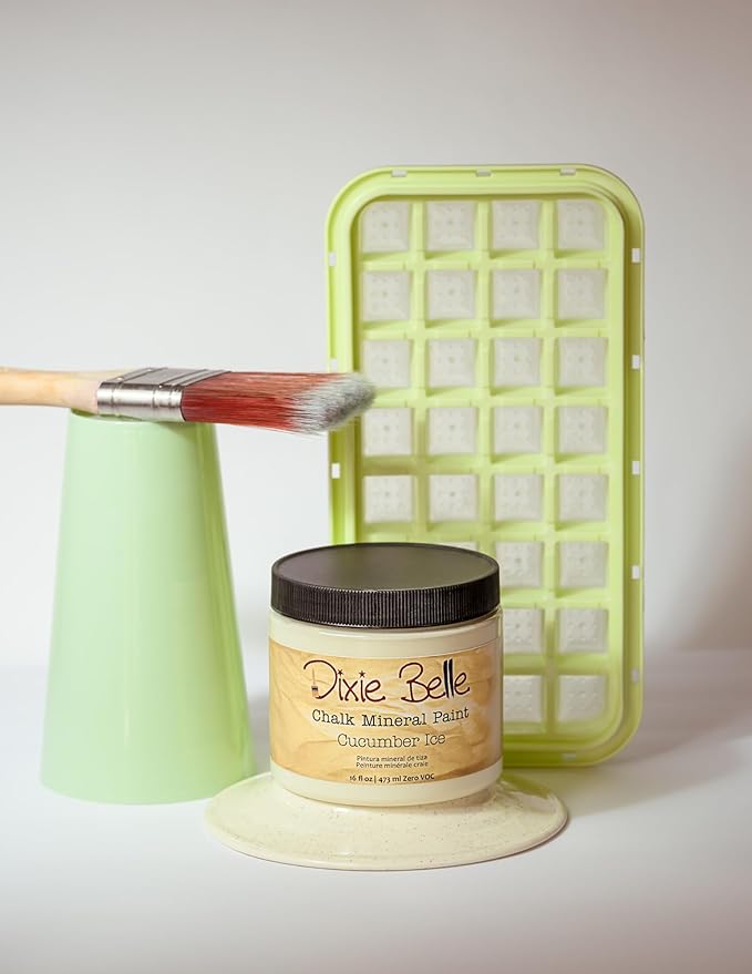 Dixie Belle Paint Company Chalk Finish Furniture Paint - Cucumber Ice (4oz) - Matte Subtle Green Chic Chalk Mineral DIY Furniture Paint