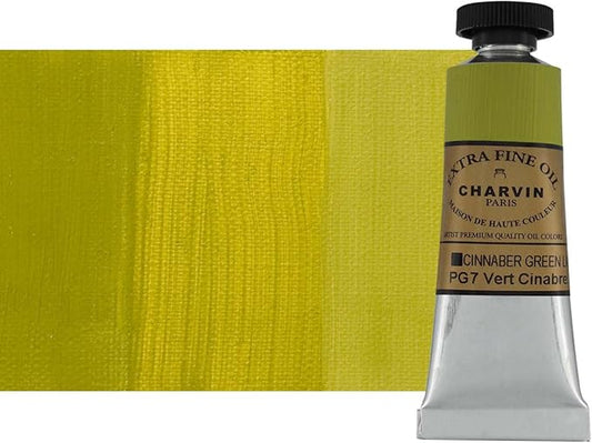 Charvin Extra Fine Oil Paint, Cinnabar Green Light 20 ml - Triple-Milled, Rich Texture, Poppy Oil-Based, Light-Fast, Handmade, Archival Quality