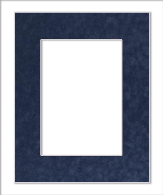 Pack of TEN 11x14 Mats Bevel Cut for 8.5x11 Photos - Acid Free Navy Suede Precut Matboards For Pictures, Photos, Framing - 4-ply Thickness
