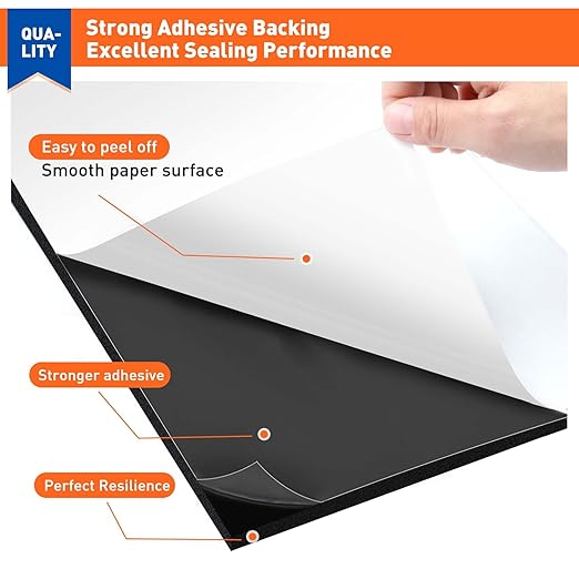 MAGZO 8Pcs Adhesive Foam Padding 1/2 in Thick X 4 in X 4 in,Closed Cell Foam Sheets Neoprene Rubber Self Stick Pads Anti Vibration Pads,Black (4in x 4in x 1/2in, 8Pcs)
