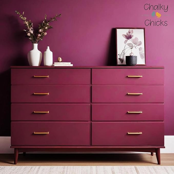 Chalky Chicks All-in-One Chalk Paint for Furniture or Cabinet - 8 Fl Oz - Matte Finish Logan Berry (Plum) for Metal, Wood Furniture Paint - No Sanding All-in-One for Home Decor & Crafts, USA Made