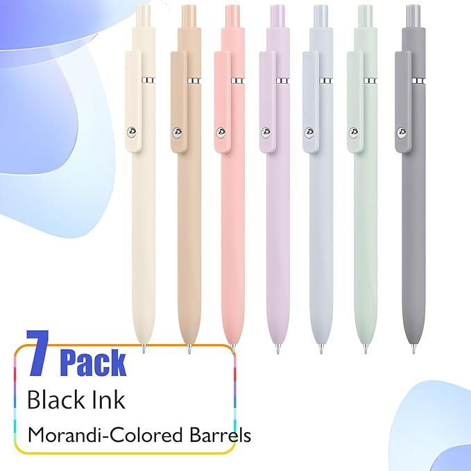 Vanhench 7Pcs 0.5mm Black Ink Gel Pens Quick Dry with Soft Silicone Touch Barrel & Fidget Stress Ball, Multifunction Writing, Fine Point Smooth Writing Pens, Nurse School Supplies