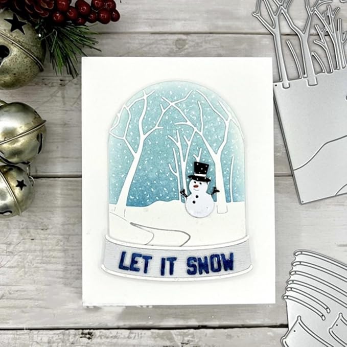 Mvchifay Cutting Dies Happy Birthday Metal Stencils Scrapbooking Tool DIY Emboss Paper Card Making (Roads and Trees-11x14cm)